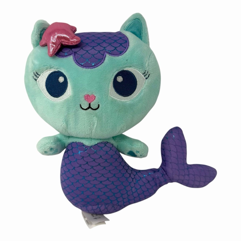 Gabbys Dollhouse Mercat Plush Teal Purple Mermaid Cat Stuffed Animal Toy‎